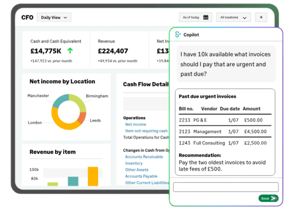 Sage Intacct CFO dashboard with AI guidance for closing the books